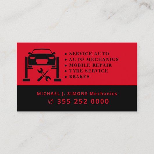 Auto repair professional mobile mechanic service 名刺 (正面)
