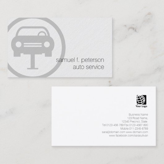 Auto Service整備士はっきりしたアイコン紙テクスチャ 名刺 (正面/裏面)