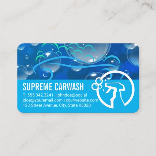 Auto Service Soap Bubbles | Spray Bottle Logo 名刺 (正面)