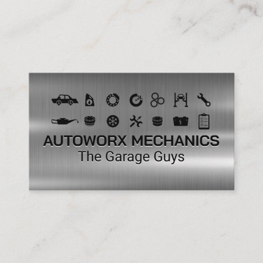 Auto Services Icons | Metallic 名刺 (正面)