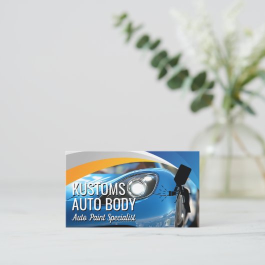 Auto Spray Gun Logo | Car Paint Shop 名刺 (スタンド正面)
