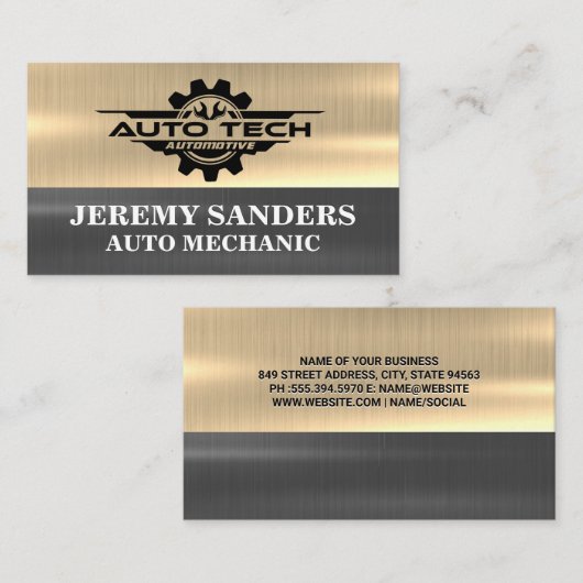Auto Techのロ車のゴ | メタリック 名刺 (正面/裏面)