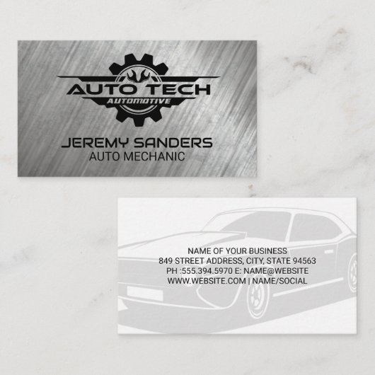 Auto Techのロ車のゴ | レンチ 名刺 (正面/裏面)