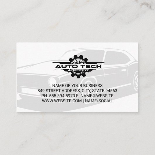 Auto Tech整備士 | 自動車修理サービス 名刺 (裏面)