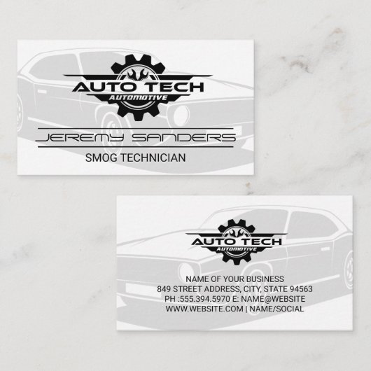 Auto Tech整備士 | 自動車修理サービス 名刺 (正面/裏面)
