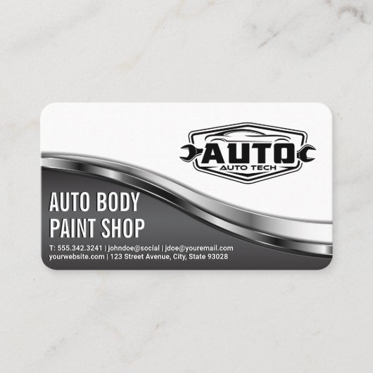 Auto Tech Body Shop | Car Service Icons 名刺 (正面)