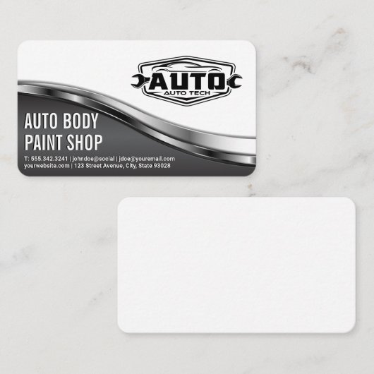 Auto Tech Body Shop | Car Service Icons 名刺 (正面/裏面)