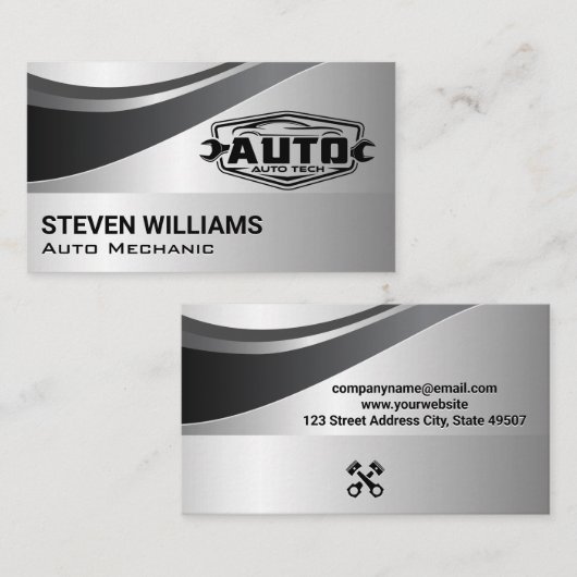 Auto Tech Repair Services | Gray 名刺 (正面/裏面)