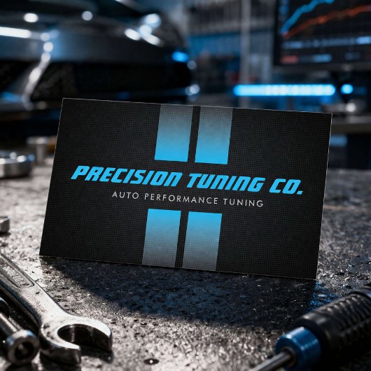 Auto Tuning Garage Racing Stripes Black/Blue 名刺