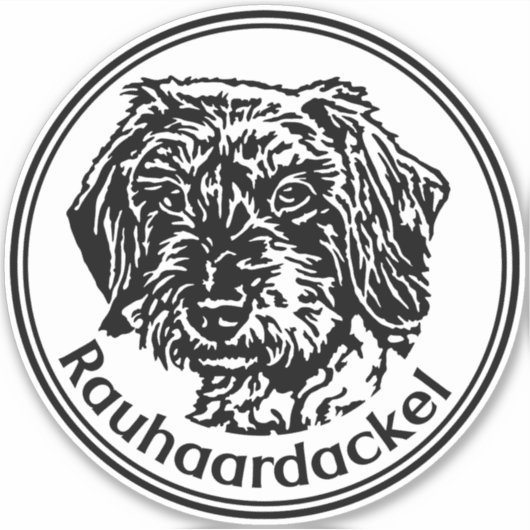 Autoaufkleber Rauhaardackel Teckel rund  シール (正面)