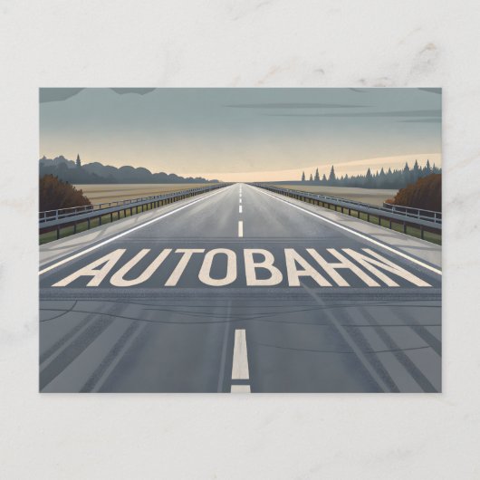 Autobahn Infinite Road Perspective Art シーズンポストカード (正面)