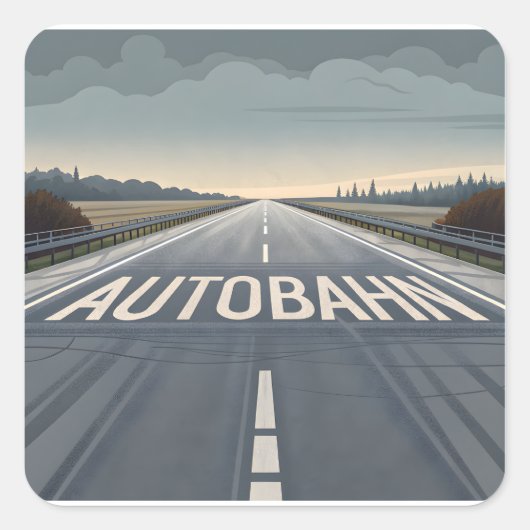 Autobahn Infinite Road Perspective Art スクエアシール (正面)