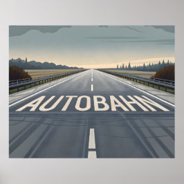 Autobahn Infinite Road Perspective Art ポスター