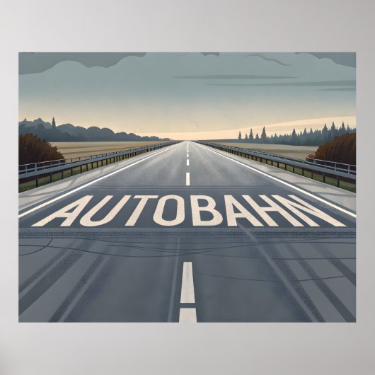 Autobahn Infinite Road Perspective Art ポスター (正面)