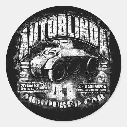Autoblinda 41クラシックラウンドステッカー ラウンドシール (正面)