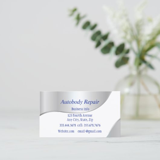 Autobody Repair Shiny Metal Background 名刺 (スタンド正面)