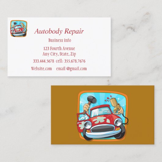 Autobody Repair Shiny Metal Background 名刺 (正面/裏面)