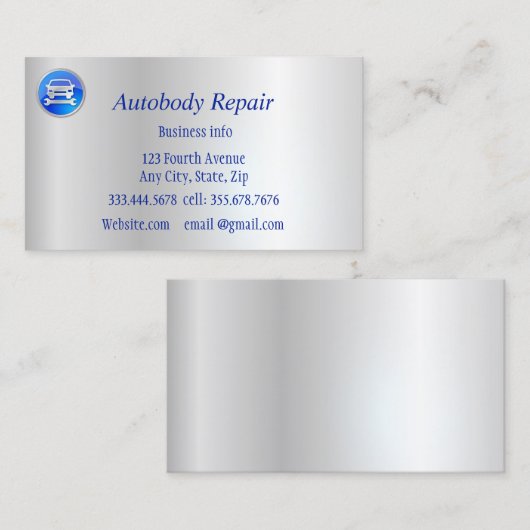 Autobody Repair Shiny Metal Background 名刺 (正面/裏面)