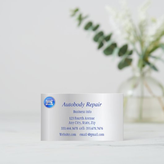 Autobody Repair Shiny Metal Background 名刺 (スタンド正面)