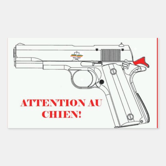 autocollant attention au chien 長方形シール (正面)