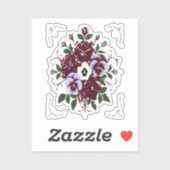 Autocollant Botanique Bouquet de Roses Violettes シール (シート)