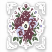 Autocollant Botanique Bouquet de Roses Violettes シール (正面)