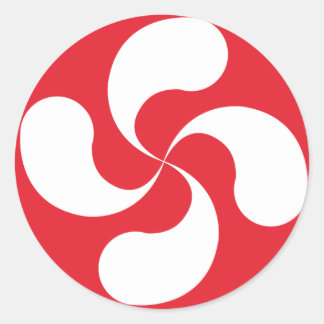 Autocollant Croix Basque Blanche Rouge "Lauburu" ラウンドシール