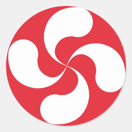 Autocollant Croix Basque Blanche Rouge "Lauburu" ラウンドシール (正面)