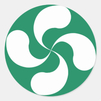 Autocollant Croix Basque Blanche Verte "Lauburu" ラウンドシール