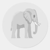 Autocollant d'anniversaire éléphant mignon ラウンドシール (正面)
