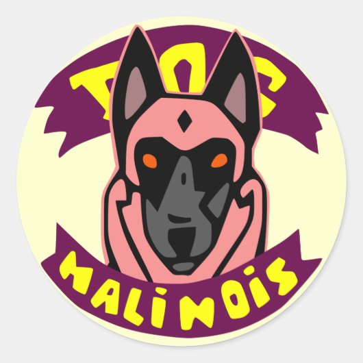 autocollant dog malinois ラウンドシール (正面)