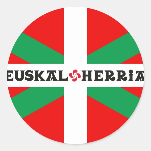 Autocollant Drapeau Basque "Ikkurina" ラウンドシール (正面)