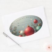 Autocollant étiquette Joyeux noël 楕円形シール (封筒)