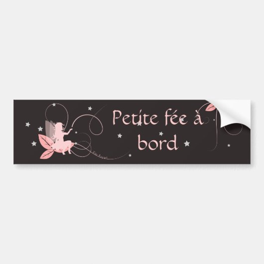 Autocollant fée rose petite fée à bord バンパーステッカー (正面)