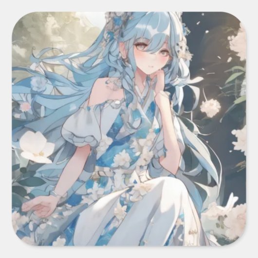 autocollant fête fille スクエアシール (正面)