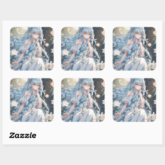 autocollant fête fille スクエアシール (シート)