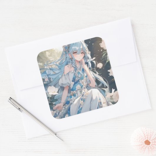 autocollant fête fille スクエアシール (封筒)