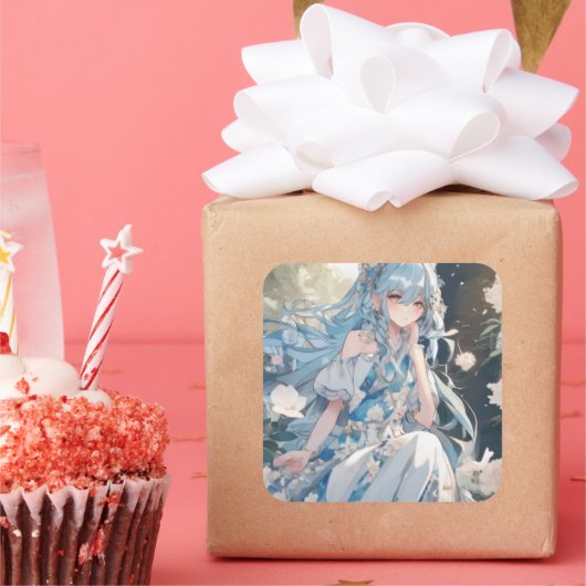 autocollant fête fille スクエアシール (パーティー)