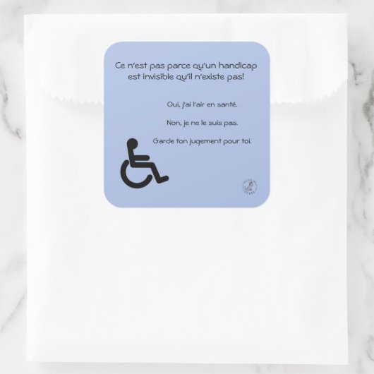 Autocollant handicap invisible スクエアシール (バッグ)