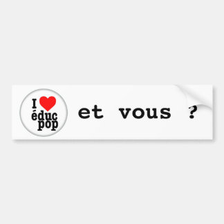 Autocollant I love educ pop / pour voiture バンパーステッカー