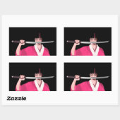 Autocollant japonaise en kimono avec un sabre 長方形シール (シート)