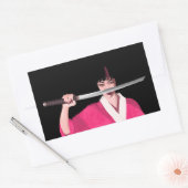 Autocollant japonaise en kimono avec un sabre 長方形シール (封筒)