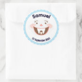 Autocollant personnalisé Première Dent – Bébé Garç ラウンドシール (バッグ)