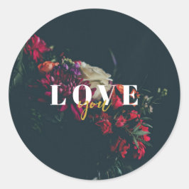 Autocollant Rond Élégant – Romantique Floral ラウンドシール