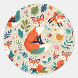 Autocollant rond renard roux ラウンドシール