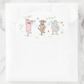 Autocollant vegan : cochon, vache et mouton 楕円形シール (バッグ)