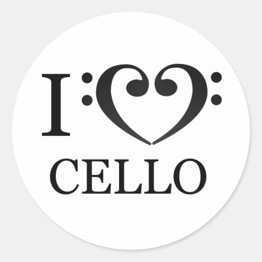 Autocollants I Love Cello ラウンドシール (正面)