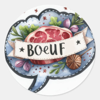 Autocollants ronds classiques (Boeuf) ラウンドシール