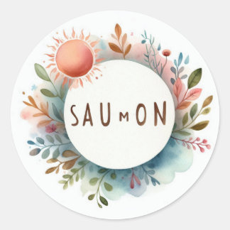 Autocollants ronds classiques (Saumon) ラウンドシール