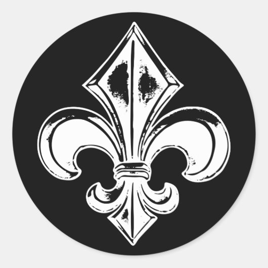 AutocollantX20 Fleur de lys français métal antique ラウンドシール (正面)